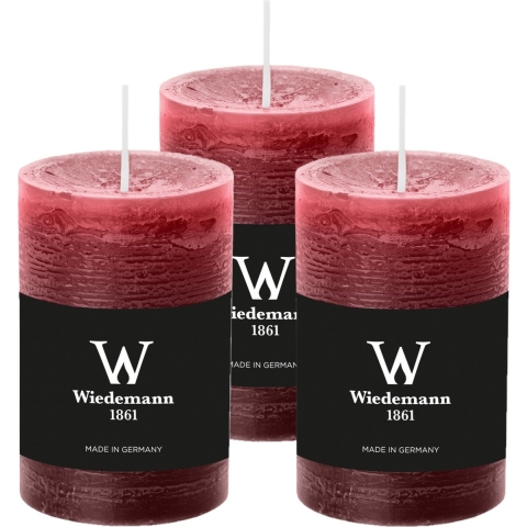 Cilinderkaars/stompkaars - 6x - rustieke kaars - bordeauxrood - 6 x 9 cm - 30 branduren -