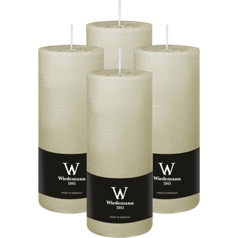 Cilinderkaars/stompkaars - 4x - rustieke kaars - ivoorwit - 7 x 16 cm - 66 branduren -