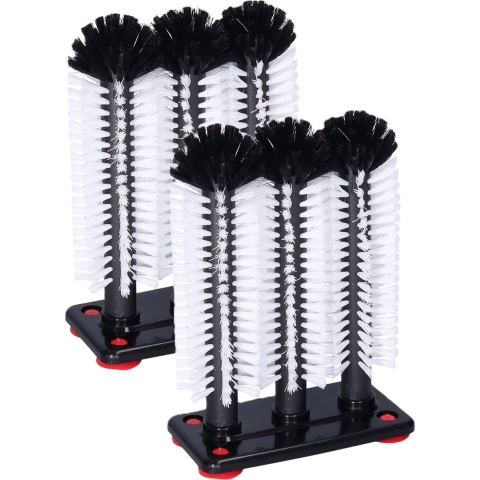 Buemag Spoelborstels voor glazen - 2x - 19x24x10cm - zwart - 3 borstels - professionele borstels -