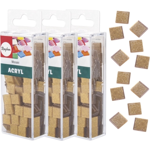 Mozaiek steentjes/tegeltjes - 615x stuks - goud - 1 x 1 cm - Mozaieken maken - Kunststof -