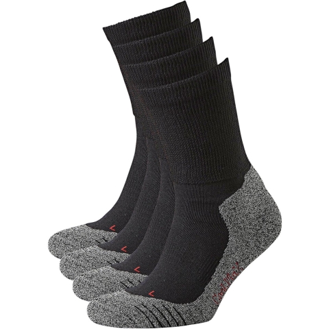 Apollo wandelsokken 4x paar - zwart - volwassenen - maat 45/47 - Outdoor - Coolmax 45/47 -