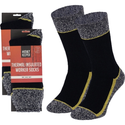 Thermo werk sokken voor heren/dames - 2x paar - blauw - 41/46 - Winter werk kleding - Thermokleding 41/46 -