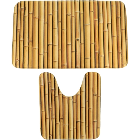 Tendance badkamer matten set Mekong - toiletmat/badmat lang - microfiber - antislip -