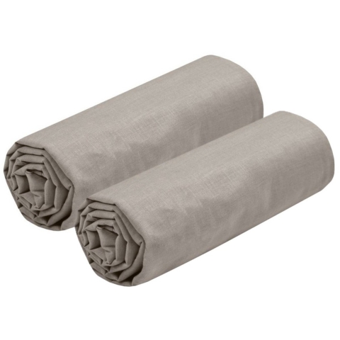 Hoeslaken Eden - 2x - 1-persoons - 90 x 190 cm - taupe - hotelkwaliteit - katoen - 30 cm matrasdikte -