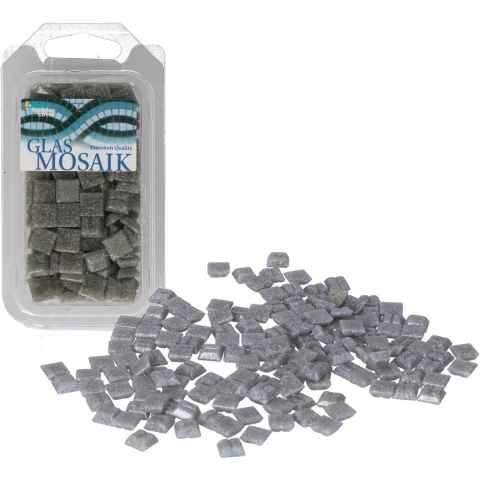 Glorex mozaiek steentjes/tegeltjes - vierkant - 280x stuks - donkergrijs - 1 x 1 cm -