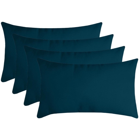 Stof Textile sierkussen Nelson - 4x - petrol blauw - 30 x 50 cm - bank kussens - polyester -