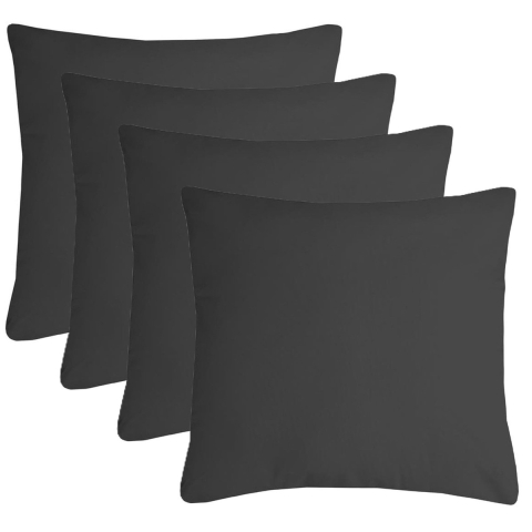 Stof Textile sierkussen Nelson - 4x - donkergrijs - 40 x 40 cm - bank kussens - polyester -