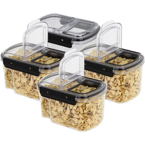 Voorraad bus - 6x - transparant - 1700 ml - 14 x 11 x 22 cm - met deksel - voorraadbus/bakjes -