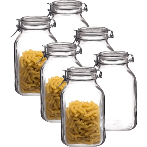 Voorraad/weckpot - 6x - transparant - glas - 22 x 10 cm - 1,5 L - Bormioli Rocco -
