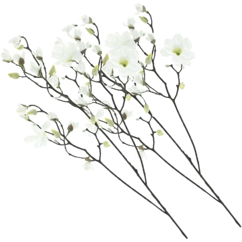 Kunstbloem Magnolia tak Osaka - 2x - 123 cm - wit - Kunst zijdebloemen -