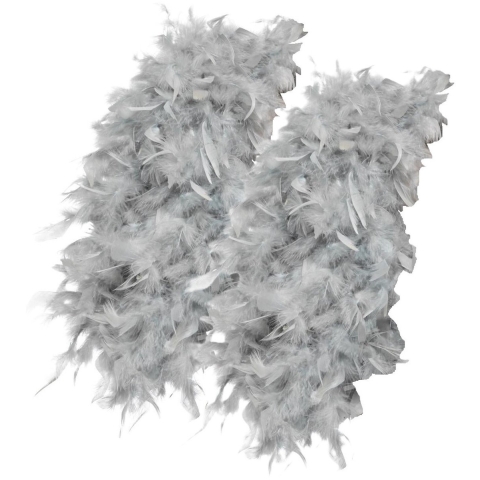 Luxe zilveren veren boa van 180 cm - 2x - 80 gram - carnaval verkleed spullen/accessoires -
