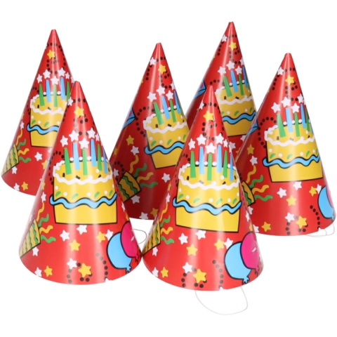 Feesthoedjes van papier - 8x stuks - Verjaardagshoedjes - Kinderfeestje - punthoedjes -