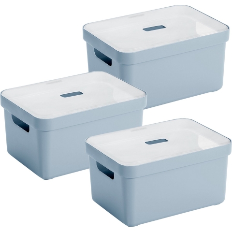 Sunware opbergbox met deksel - 3x - Sigma Home - kunststof - 5 liter - antraciet - opberg dozen -