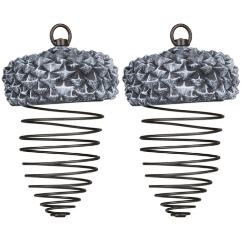 Lifetime Vogel voedersilo hangend - 2x - ijzer - groen - 24 x 13 cm - vogelvoederhuisje -