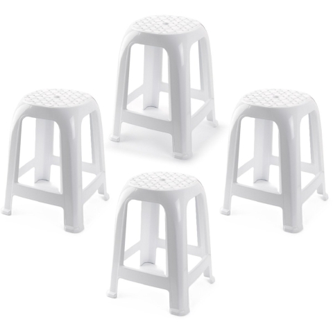 Zit krukjes - 4x - wit - kunststof - 37 x 37 x 46 cm - extra zitplaatsen -