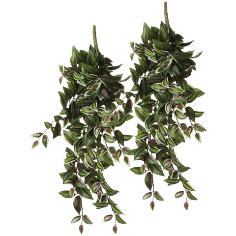 Tradescantia kunstplant - 2x - hangplant - 54 x 17 cm - Kamer/kantoor planten -
