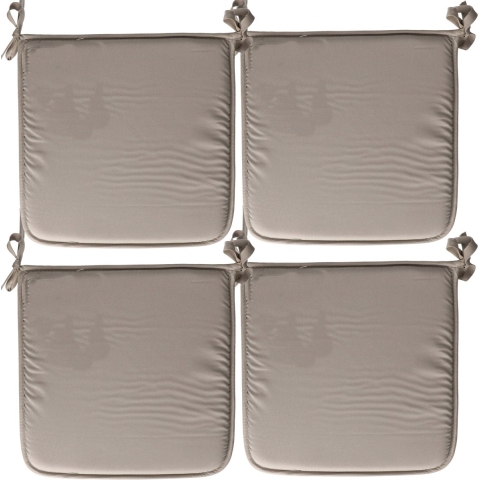 Stof Textile Home stoelkussens - 4x - grijs - 38 x 38 x 3 cm - voor binnen - vierkant -