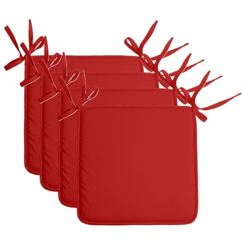 Stof Textile Home stoelkussens - 4x - rood - 38 x 38 x 3 cm - voor binnen - vierkant -
