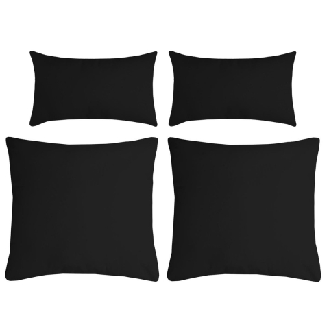 Stof Textile sierkussen Nelson - set 4x - zwart - 2 formaten - polyester -