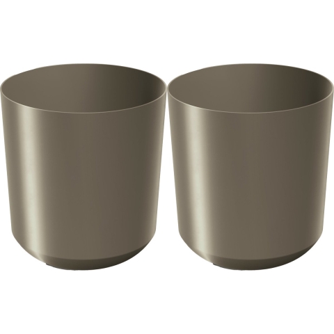 Plantenpot/bloempot Babylon - 2x - kunststof - buiten/binnen - titanium grijs - D29 x H29 cm -