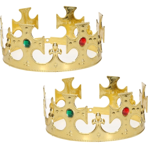 4x stuks gouden Koning / prinsen kronen voor heren 7 x 59 cm -