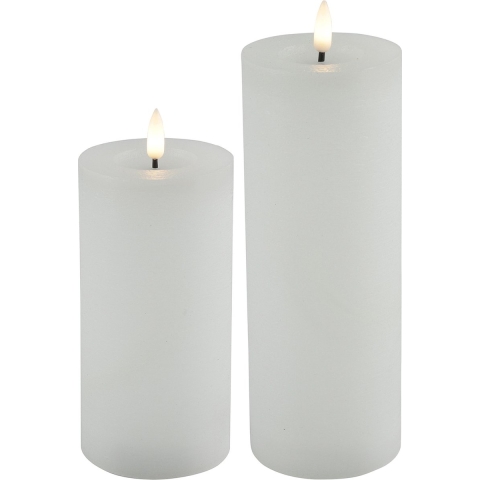 LED kaarsen/stompkaarsen - set 2x - wit - H15 en H20 cm - timer - warm wit -