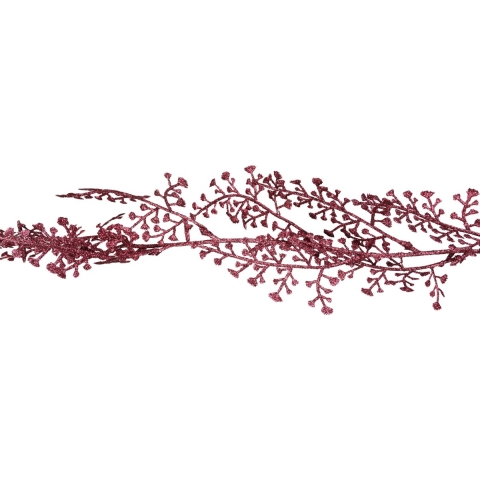 Kerstboom guirlande/slinger - 2x st - met takken - bordeaux rood glitter -180 cm -