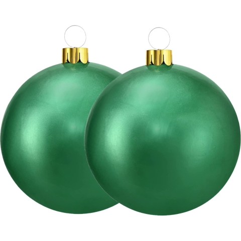 Mega grote decoratie kerstballen - 2x st- 45 cm - groen - opblaasbaar -