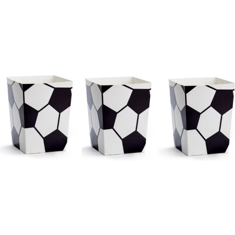 Popcorn bakjes in voetbal thema print - 24x stuks - 12 x 7 cm - Popcornbakjes/chipsbakjes -