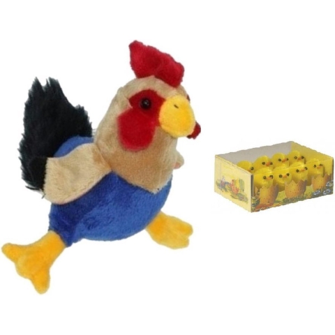 Pluche kippen/hanen knuffel van 20 cm met 8x stuks mini kuikentjes 3 cm -
