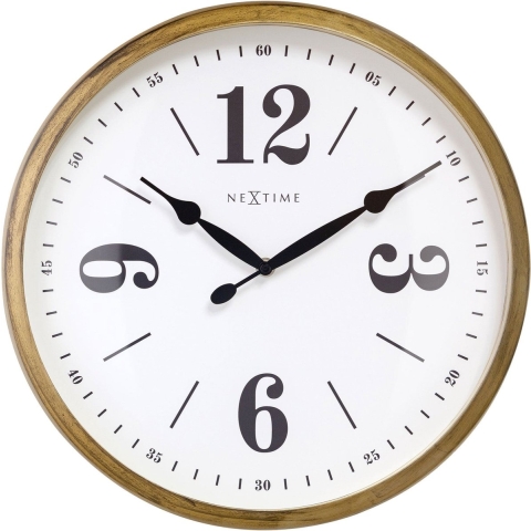 NeXtime NE-3290ZI Landelijke Wandklok - 39cm - Stille Klok - Wit/ ZIlver - "Classic"