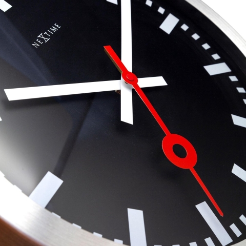NeXtime NE-3999STZW Wandklok Dia. 35 Cm, Geborsteld Aluminium, &apos;Station&apos;