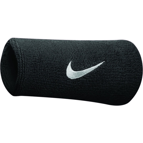 Nike NNN05010OS Swoosh Doublewide Polsband 2-Pack Zwart Wit