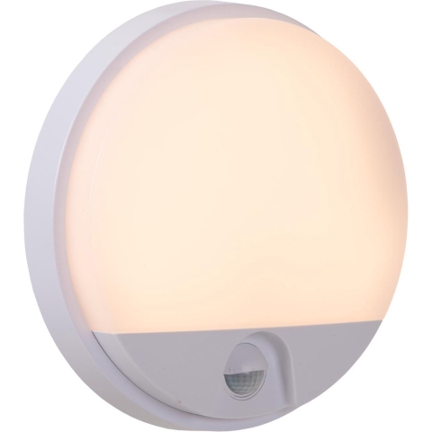 Lucide Hups IR - Buiten Wandlamp Met Sensor - Ø 21 X 4,9 Cm - 10W LED Incl. - IP54 - Wit