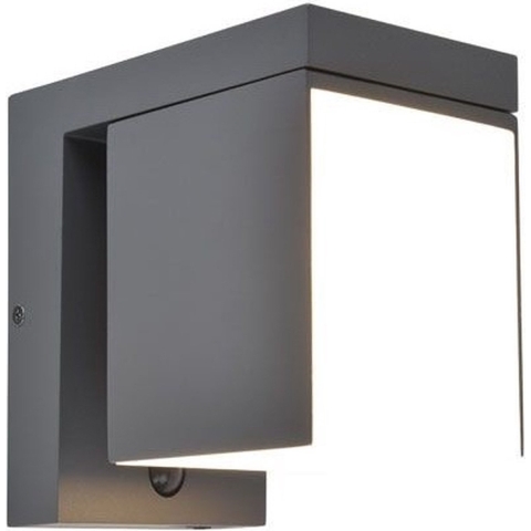 Lutec Prima - Buiten Wandlamp Op Zonne-energie Met Sensor - 10 X 13,5 X 16 Cm - 9,5W LED Incl. - IP44 - Donker Grijs