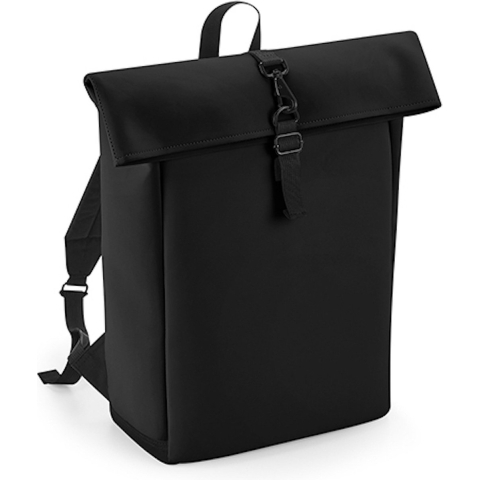 Atlantis BG335 Matte PU Roll-Top Backpack - Black - 28 x 43 x 13 cm