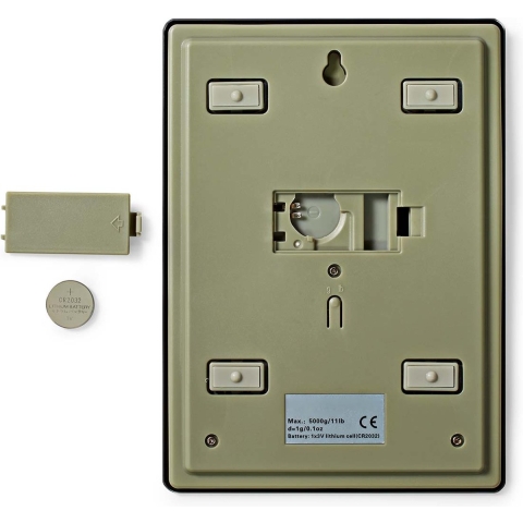 Nedis Keukenweegschaal | Digitaal | Glas / Kunststof | CR 2032 Batterij | Zwart - KASC620BK
