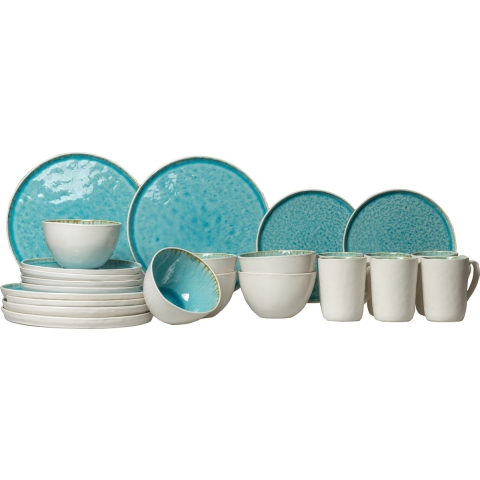 Cosy & Trendy Serviesset Laguna Azzurro 24-delig / 6 personen - 6 dinerborden, 6 bekers, 6 ontbijtborden en 6 schaaltjes