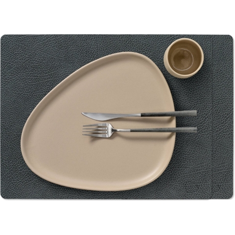 LIND DNA Placemats Hippo - Leer - Black Anthracite - 45 x 35 cm - 2 Stuks
