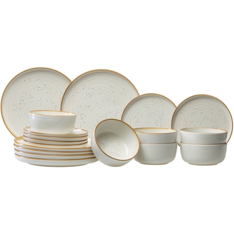 Cosy & Trendy Serviesset Baltic Vanilla 18-delig / 6 personen - 6 dinerborden, 6 ontbijtborden en 6 kommen