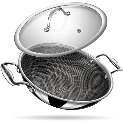 Stahl Cookware Wokpan Hybrid ø 28 cm - inclusief glazen deksel