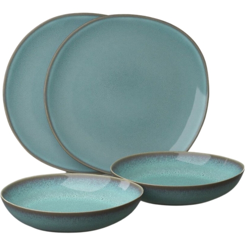 Villeroy & Boch Serviesset Lave - Glace - 4-delig / 2 personen - 2 dinerborden en 2 diepe borden