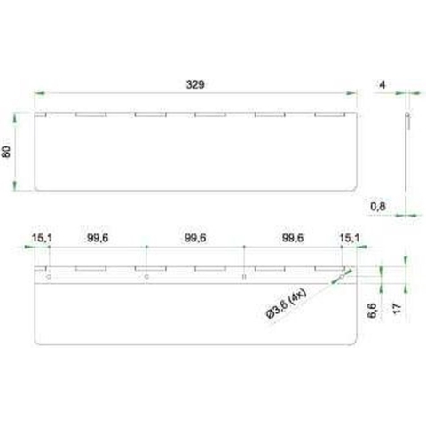 Artitec Tochtklep rechthoek zwart 329 x 80