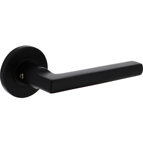 Intersteel Deurkruk Hoek 90°-vlak op ronde rozet ø55x8mm aluminium zwart