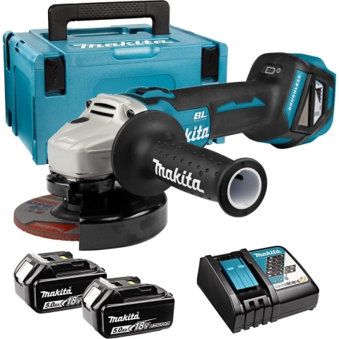 Makita DGA511RTJ Accu Haakse Slijper 125mm 18V 5.0Ah in Mbox