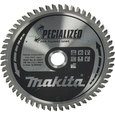 Makita Invalcirkelzaagblad voor Aluminium | Specialized | Ø165mm Asgat 20mm 56T - B-33021