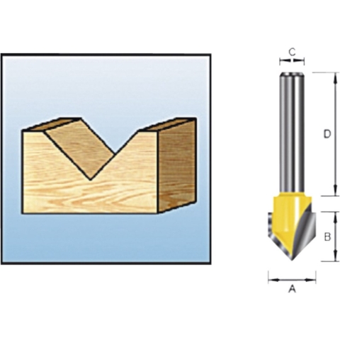 Makita D-10724 Freesbit V-groeffrees 90° S 8mm 19,05x15,88mm
