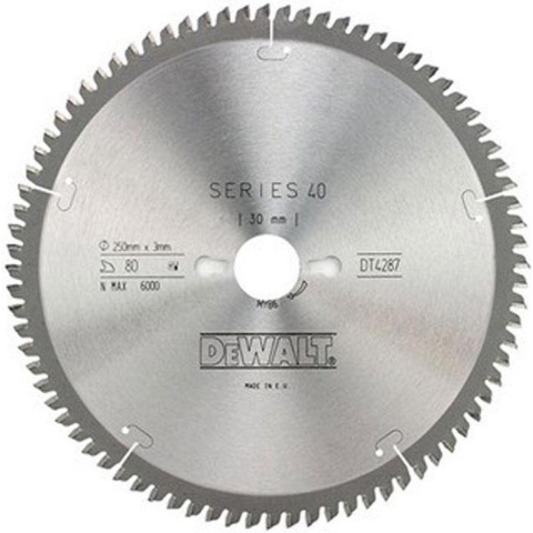 DeWALT Cirkelzaagblad voor Laminaat | Extreme | Ø 250mm Asgat 30mm 80T - DT4287-QZ
