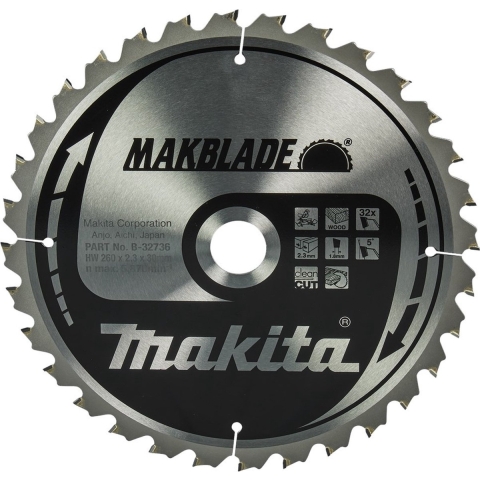 Makita Afkortzaagblad voor Hout | Makblade | Ø 260mm Asgat 30mm 32T - B-32736