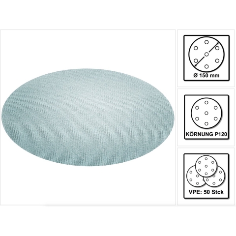 Festool Granat Net D150 P120 GR NET/50 Netschuurmateriaal VE=50 - 203305